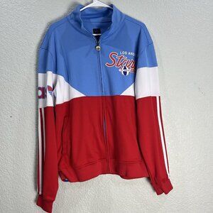 Adidas Full Zip Jacket Mens M Red Blue Los Angeles Stars Track Basketball Retro